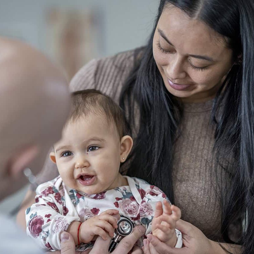 Mother and child at a medical appointment