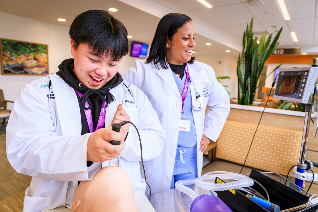 asian youth with stethoscopes summit, talent garden, student with mentor