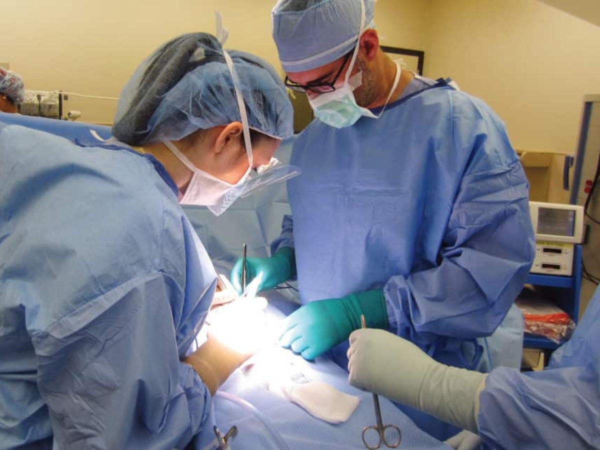 Surgeons performing surgery