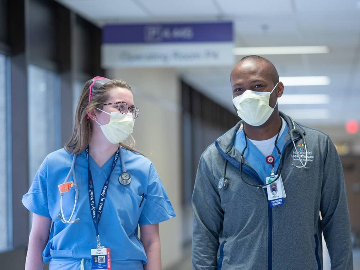 Residents in a hallway