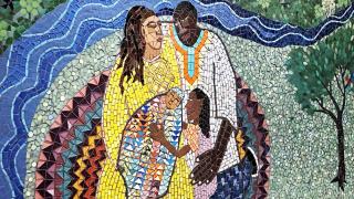 A mosaic art piece created through the Hennepin Healthcare Hospital Arts Program.