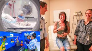 Collage of three photos of patients receiving care