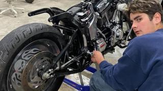 Conrad Blome with his motorcycle, accident, rehabilitation, therapy, physical therapy, speech, trauma, Knapp Rehab