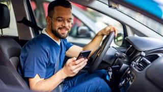 Man Texting While Driving Distracted Driving