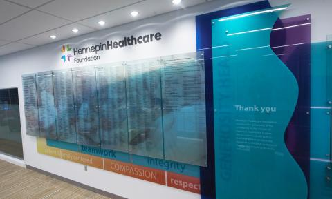 hennepin healthcare foundation wall in the clinic and specialty center