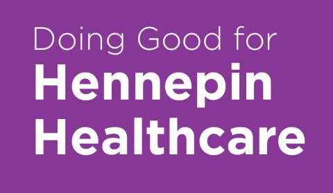 doing good for hennepin healthcare white text with purple background, foundation corporate giving fundraising campaign