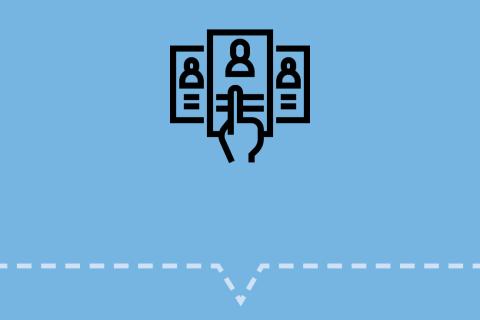 graphic of three paper panels with finger pointing to the middle page