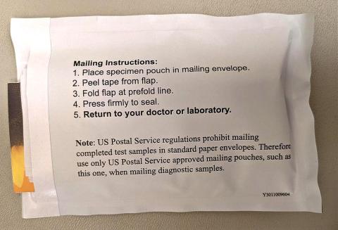 Mailing instructions for an iFOB test kit