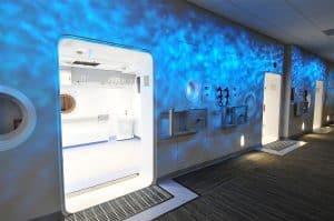 Hyperbaric Chamber hallway, visitor from ny gets frostbite, hyperbaric treatment for frostbite, outpatient wound care, firefighters for healing