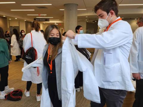 latine youth with stethescopes, latine youth with stethoscopes, black men with stethoscopes, medical education youth summits, medical ed for youth, latin youth