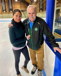 Rick and Sarah Smith three Months after operation Back On The Ice For The First Time