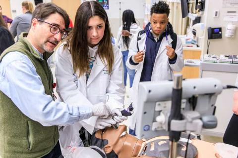 american indian youth with stethoscopes, aiys, educating american indian youth in healthcare, healthcare seminar for indian youth
