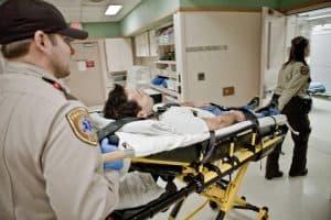 ems paramedics bringing critical patient in on gurney to stabilization room, emergency stabilization room, stab room, level 1 trauma center, critical patients, stabilization room recorder, jack hedberg