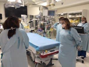 emergency staff prepping bed for patient, emergency stabilization room, stab room, level 1 trauma center, critical patients, stabilization room recorder, jack hedberg