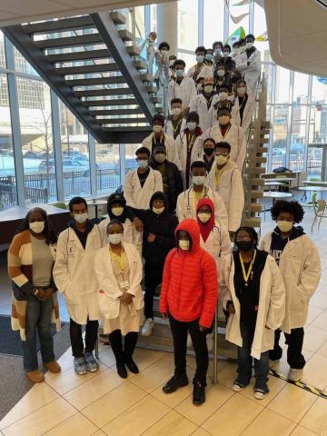 black men with stethoscopes, latine youth with stethoscopes, black men with stethoscopes, medical education youth summits, medical ed for youth, latin youth