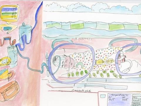 drawing of nicu baby by anita white