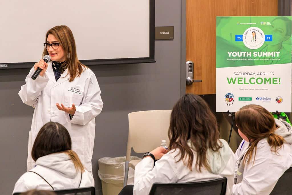 american indian youth with stethoscopes, aiys, educating american indian youth in healthcare, healthcare seminar for indian youth