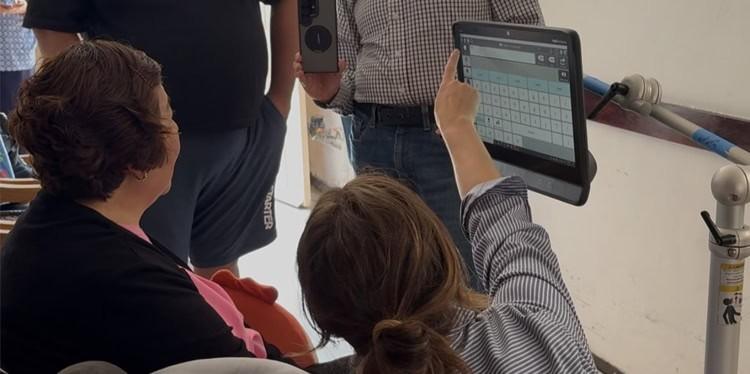 Teaching Eye Gaze Device to ALS patient, Lou Gehrigs disease, communication, voice, speech, donation