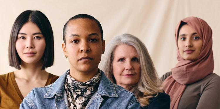Group of women representing different races and ages, human papillomavirus, cervical cancer, pap test, HPV test, vaccine, women's health