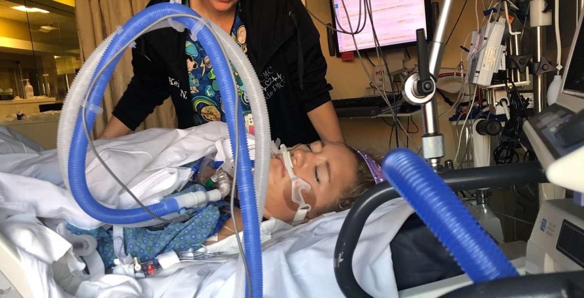 parker lemburg in hospital bed after car crash, bringing back normal with farm muscles prayer, life-threatening injuries, traumatic brain injury, knapp rehab, lemburgs, car accident, multiple fractures, level i adult and pediatric trauma center
