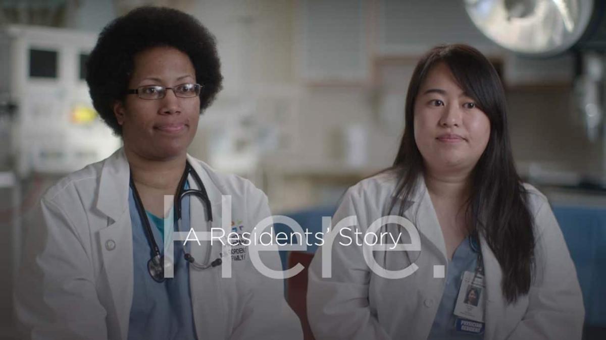 two young residents in clinic, HERE film series, A residents’ story, journey of two young doctors, dr brandi gorden klukas, dr ka bao vang