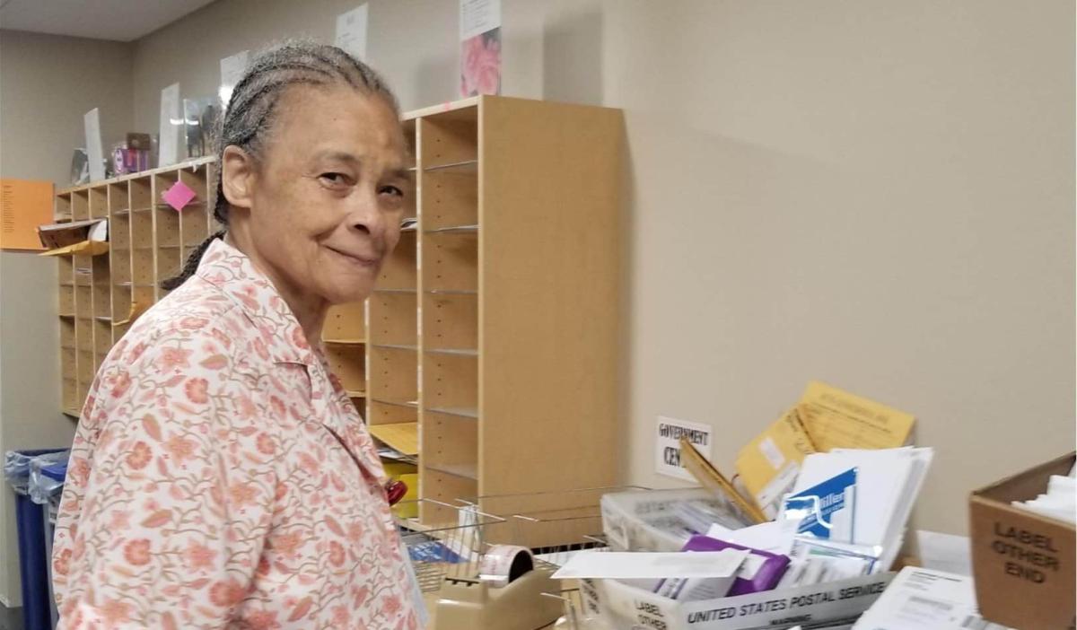 sharon presley in the mailroom, employee loyalty, sharon presley, 50th anniversary mail center employee, golden anniversary, hennepin employee