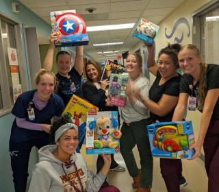 Pediatric staff with toys