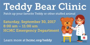 teddy bear clinic promotion, Teddy Bear Clinic, takes the "scare" out of care, kids visiting the emergency department, trauma prevention activities, favorite teddy bears